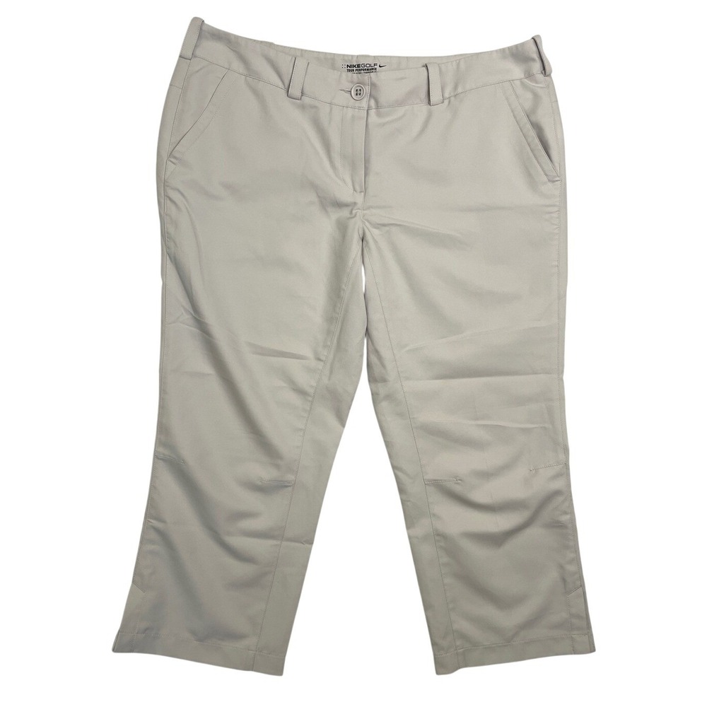 Nike Golf Tour Performance Dri-FIT Capri Pants Womens 14 Beige Khaki Cropped